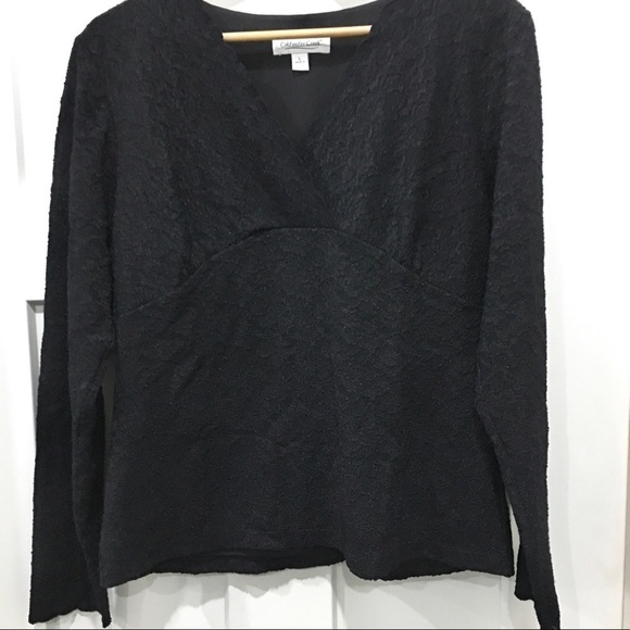 Coldwater Creek texture black blouse size large - Picture 2 of 9